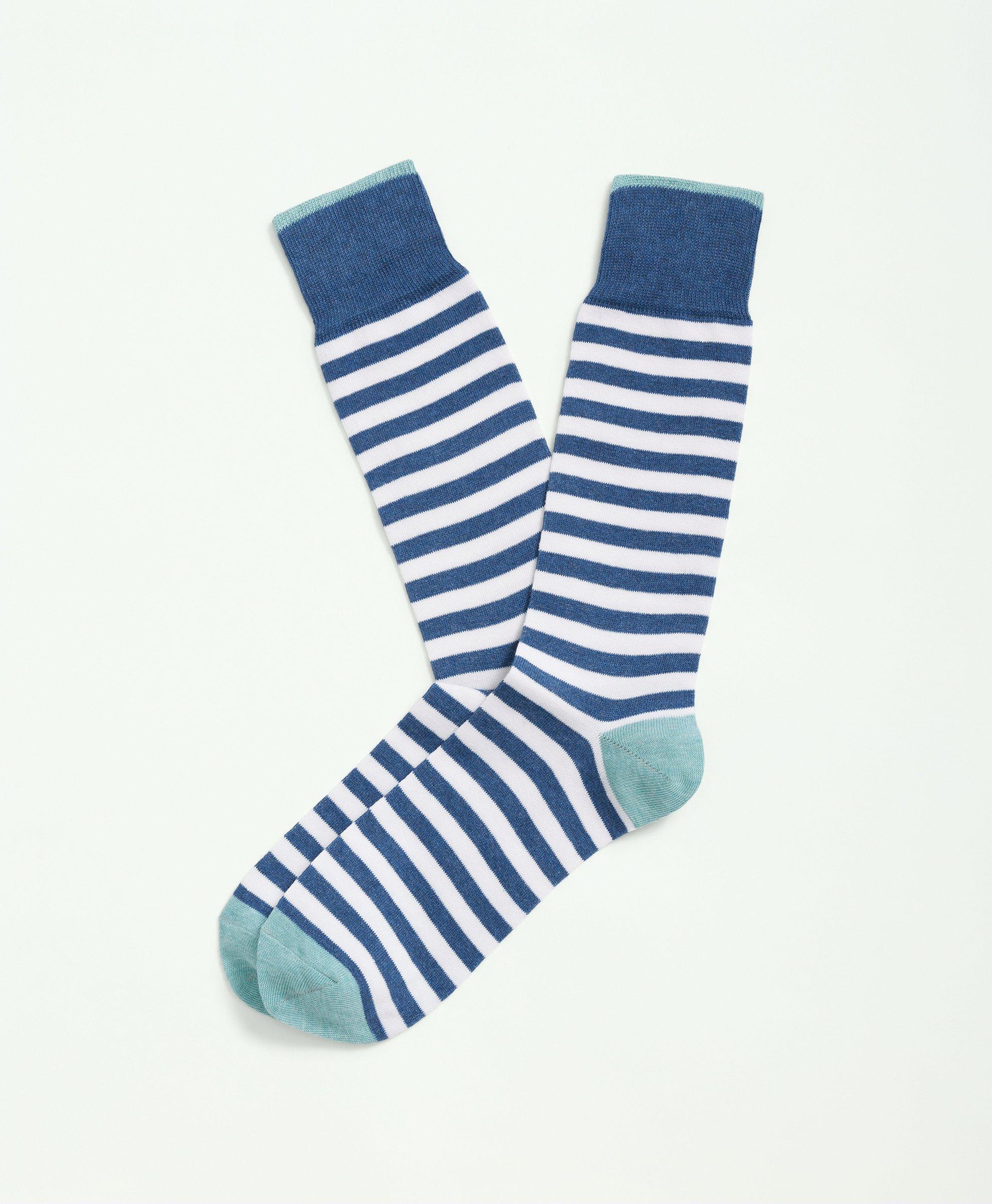 Brooks Brothers Cotton Blend Bold Striped Socks | Blue
