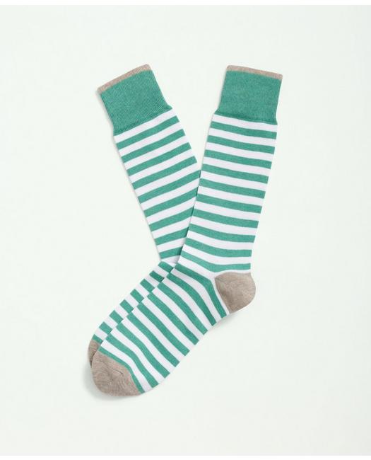 Brooks Brothers Cotton Blend Bold Striped Socks | Medium Green