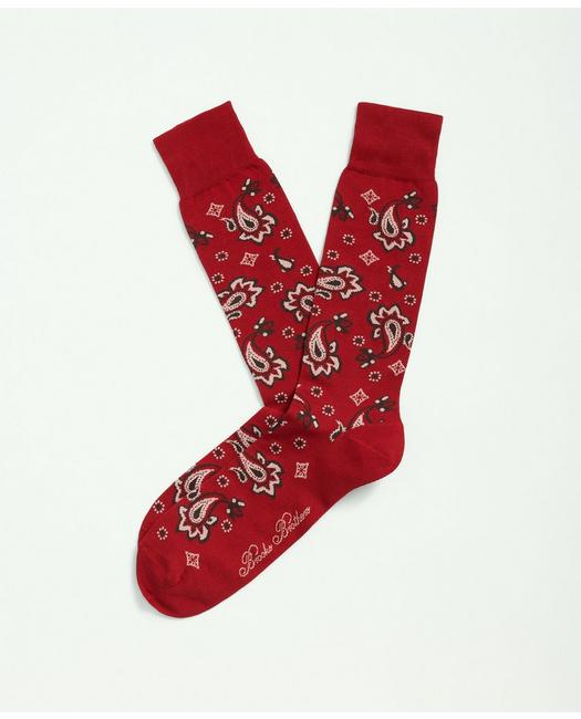 Brooks Brothers Cotton Blend Paisley Socks | Red