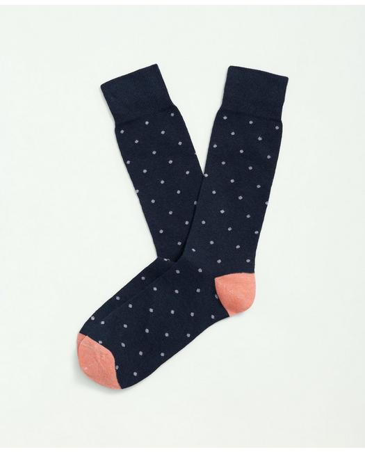 Brooks Brothers Cotton Blend Dot Socks | Navy