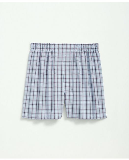 Brooks Brothers Cotton Broadcloth Plaid Boxers | Light Blue | Size Xs
