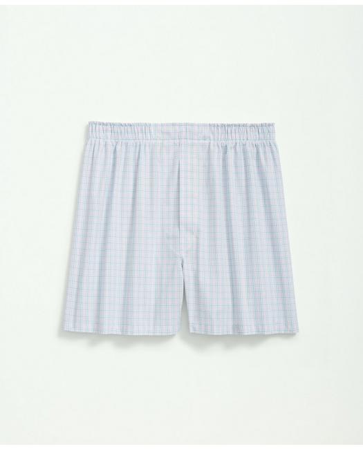 Brooks Brothers Cotton Broadcloth Multi Checked Boxers | White | Size 2xl