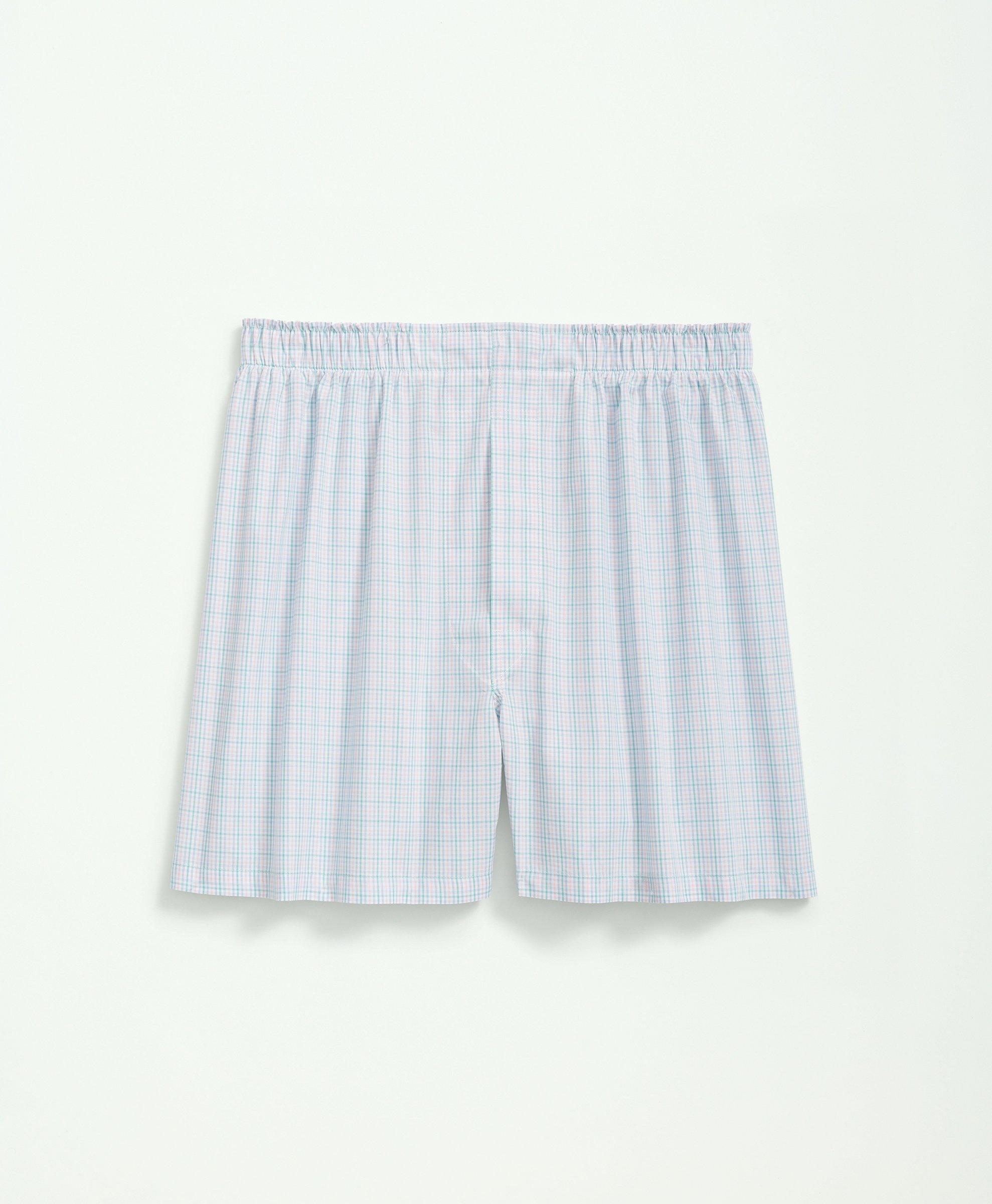 Brooks Brothers Cotton Broadcloth Multi Checked Boxers | White | Size Medium