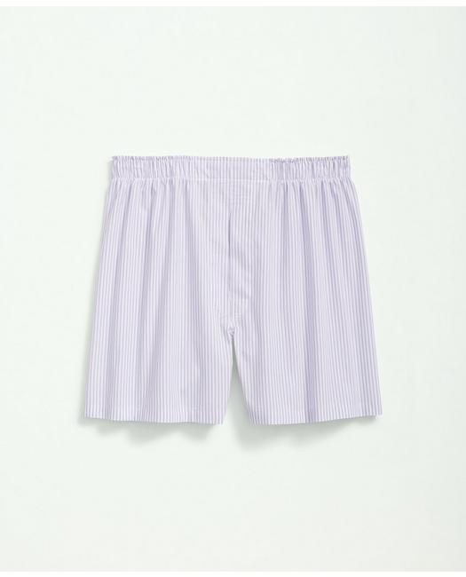 Brooks Brothers Cotton Broadcloth Striped Boxers | Lavender | Size Large
