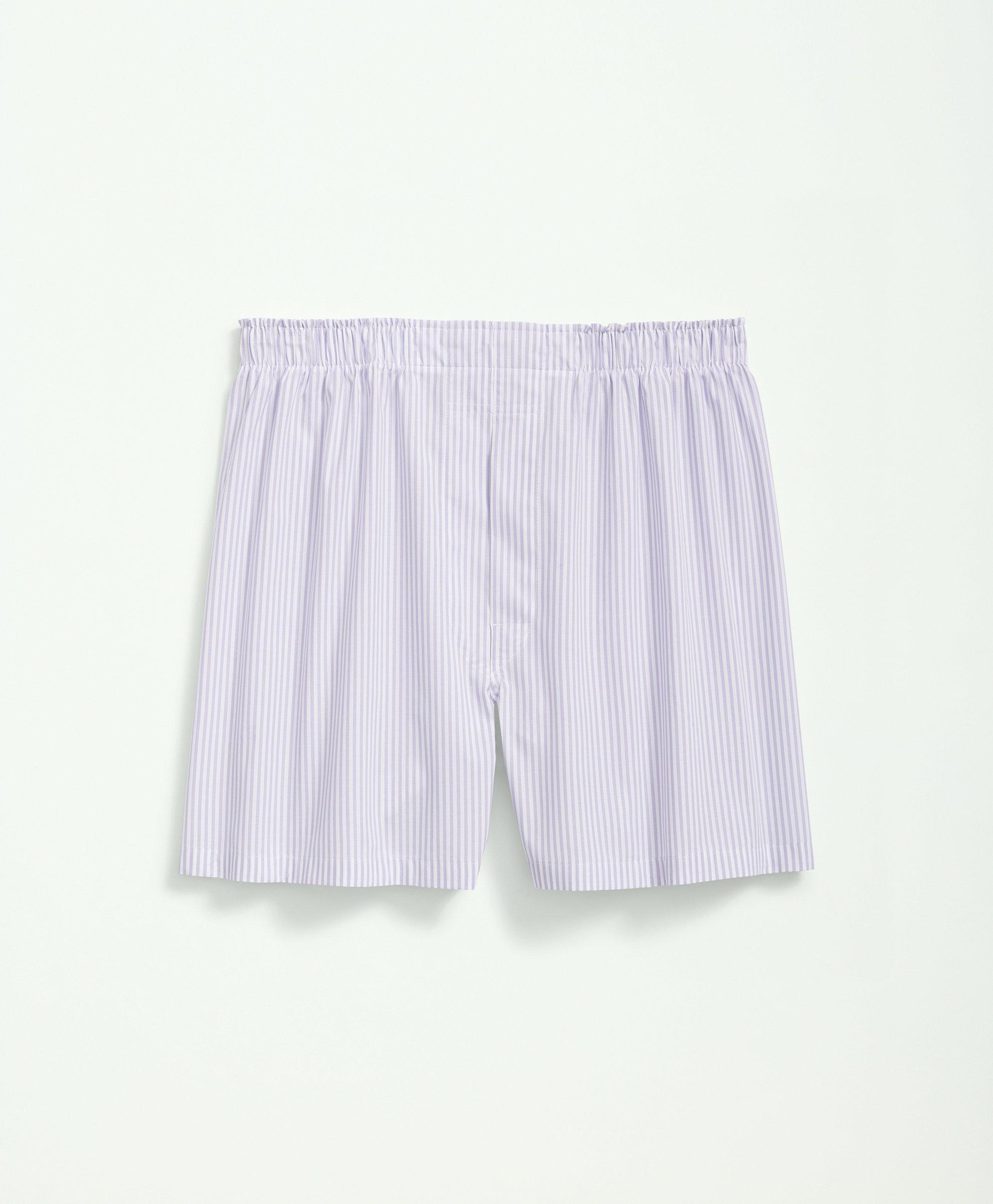 Brooks Brothers Cotton Broadcloth Striped Boxers | Lavender | Size Large