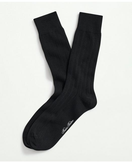 Shop Brooks Brothers Cotton Blend Ribbed Crew Socks | Black
