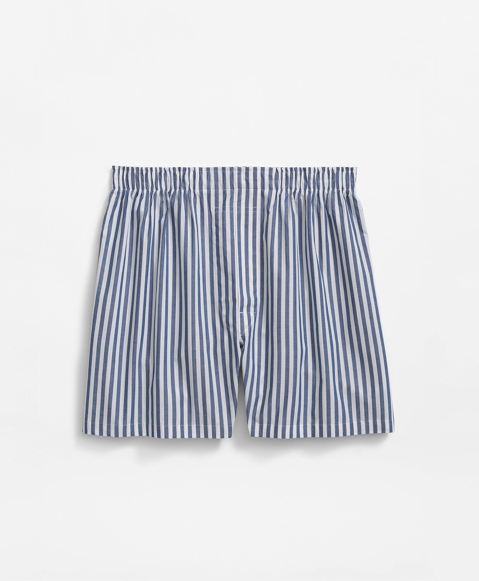 Brooks Brothers Cotton Broadcloth Butcher-stripe Boxers In Blue