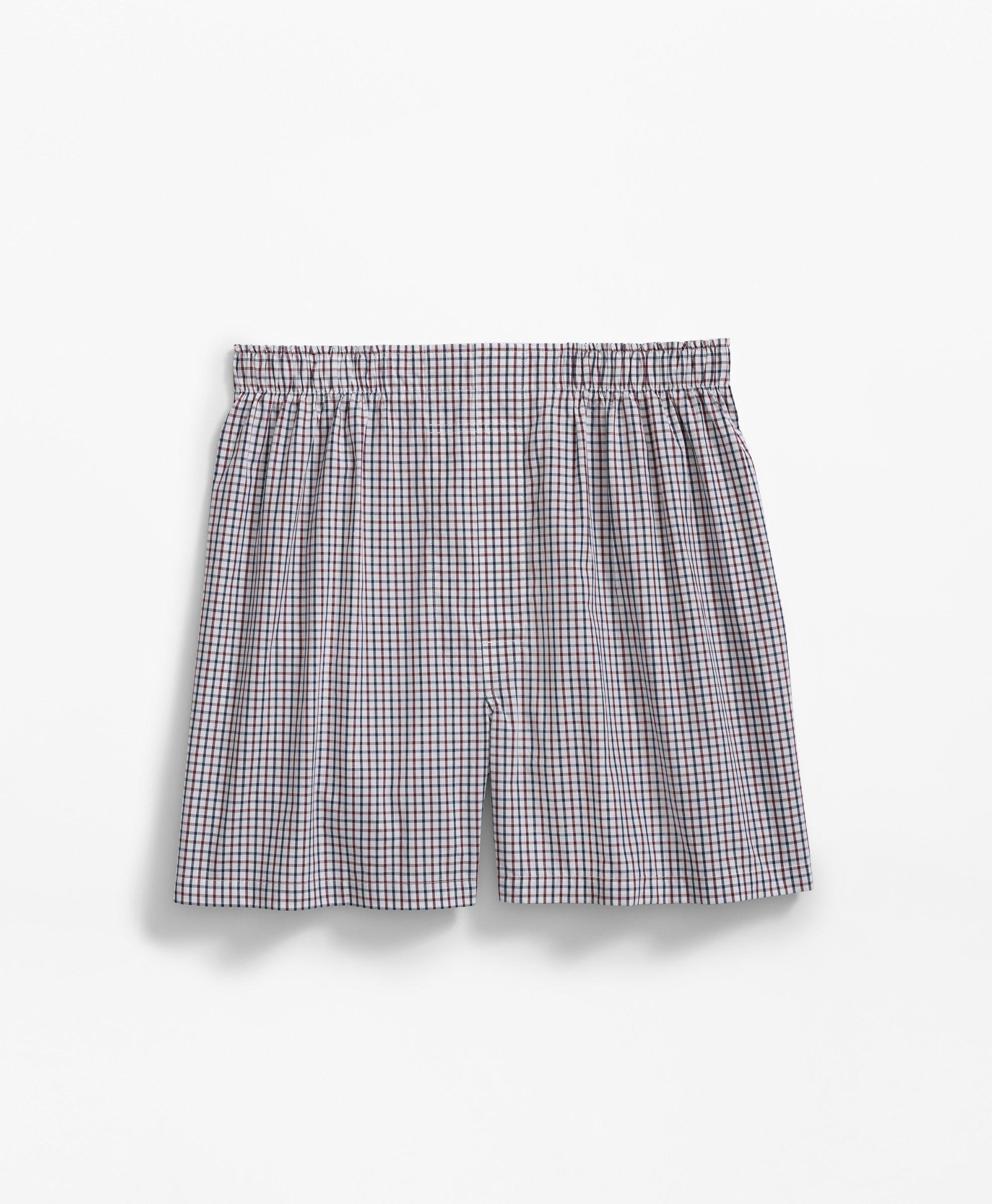 Brooks Brothers Cotton Broadcloth Tattersall Boxers In Burgundy,navy