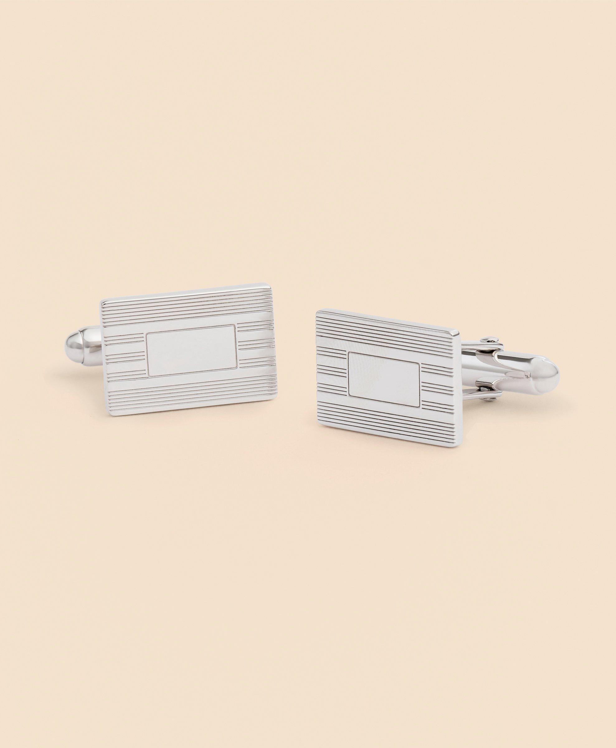 Sterling Silver Engravable Rhodium-Plated Cufflinks