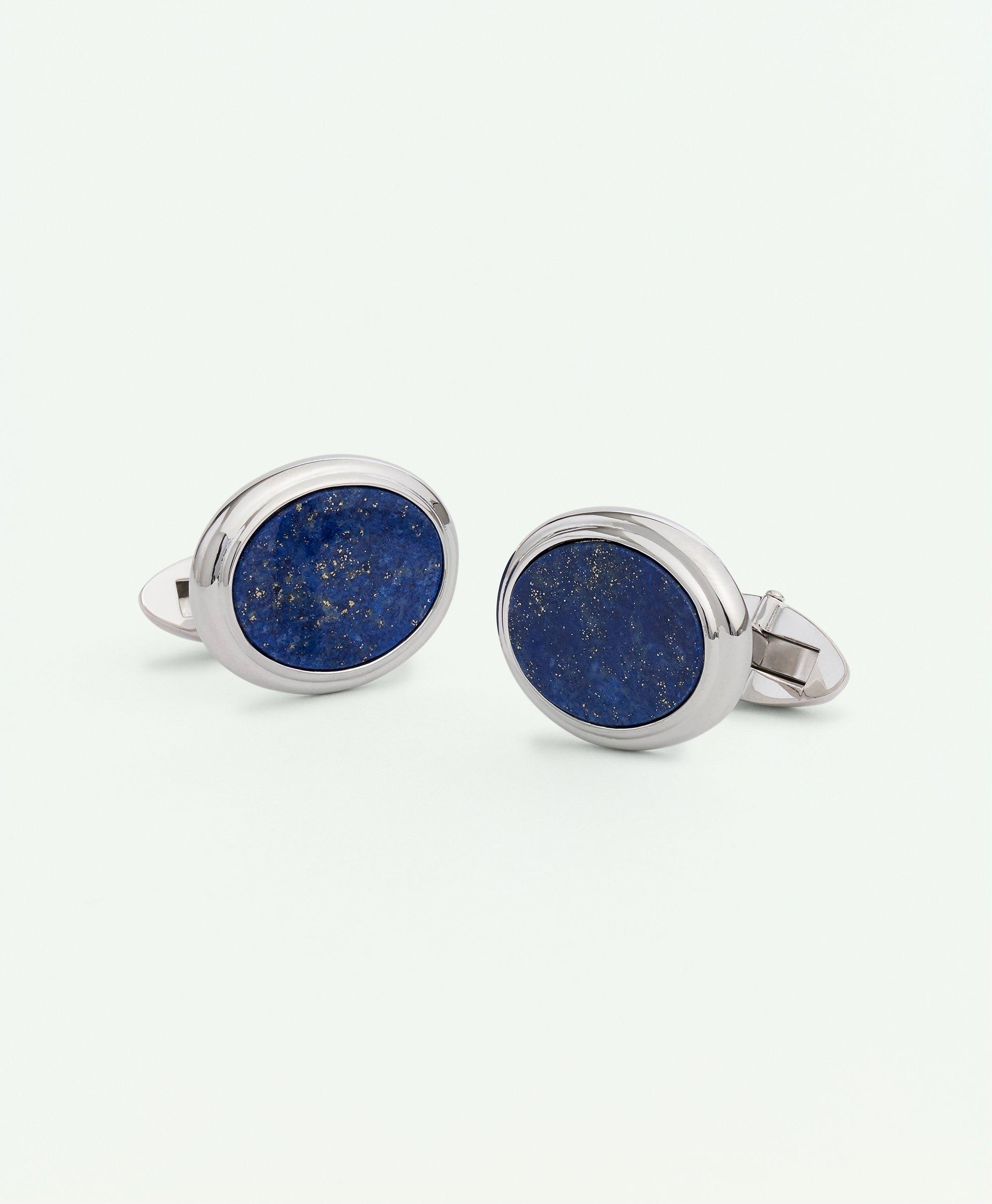 Brooks Brothers Sterling Silver Oval Rhodium-plated Cufflinks