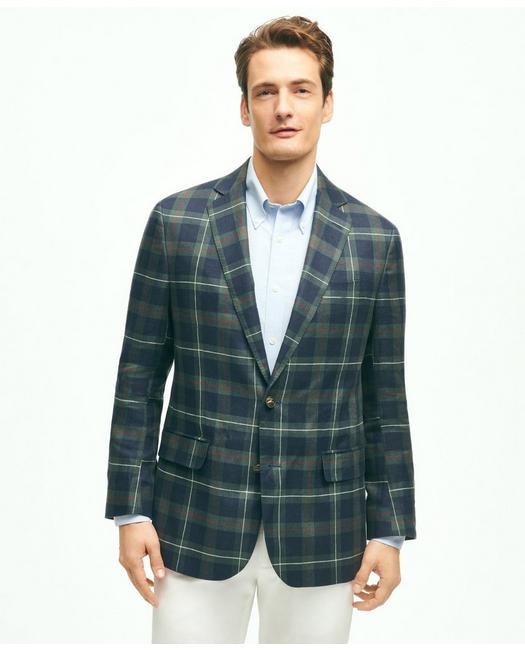 Brooks Brothers Regent Classic-fit Linen Plaid Blazer | Size 44 Long In Multicolor