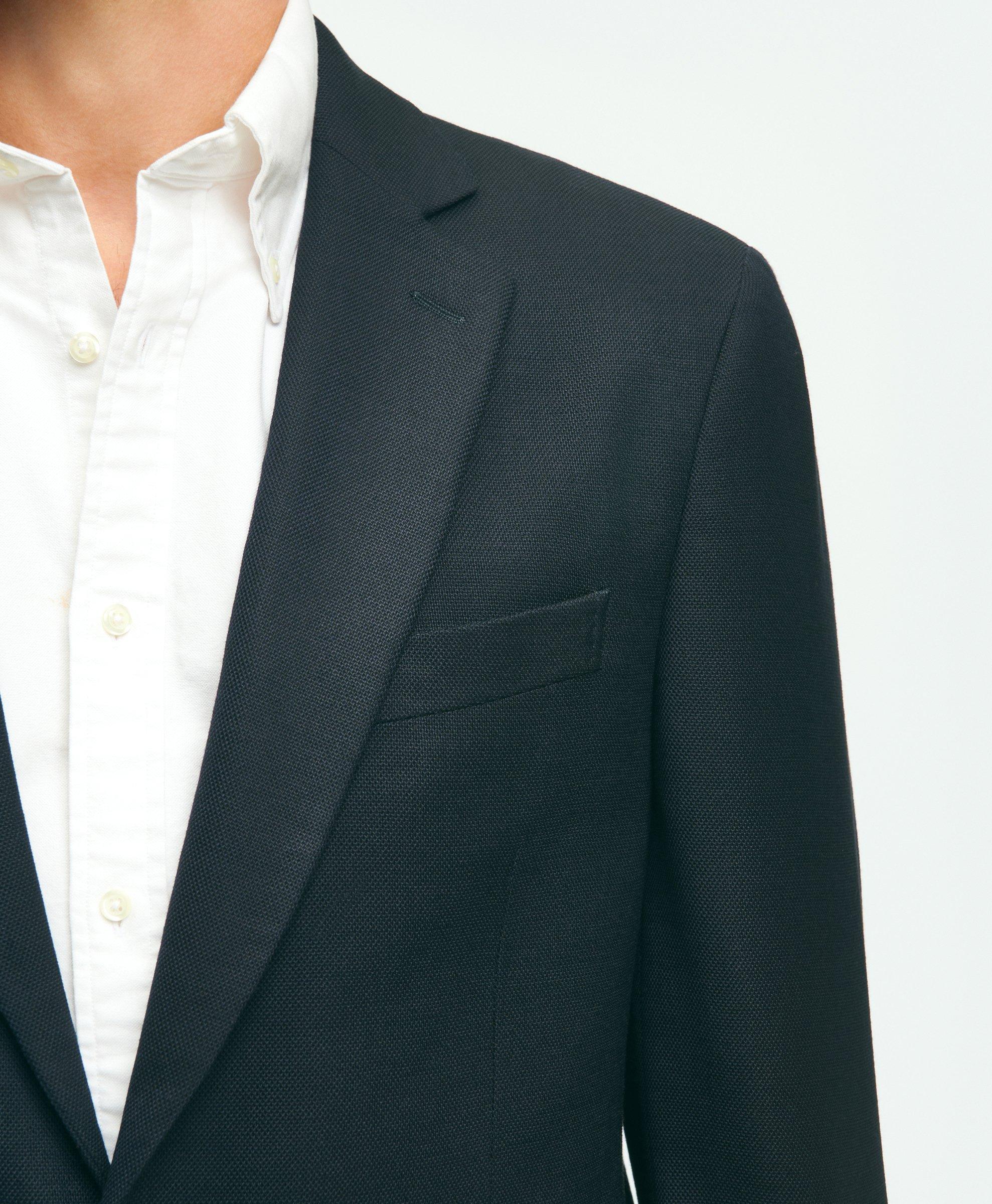 Traditional Fit Stretch Wool Hopsack Blazer
