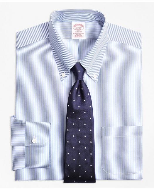 Brooks Brothers Madison Relaxed-fit Dress Shirt, Non-iron Candy Stripe | Blue | Size 14½ 33
