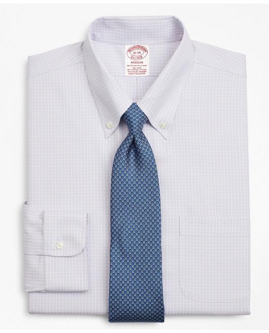 Brooks Brothers Stretch Madison Relaxed-fit Dress Shirt, Non-iron Micro-check | Pink | Size 15 35