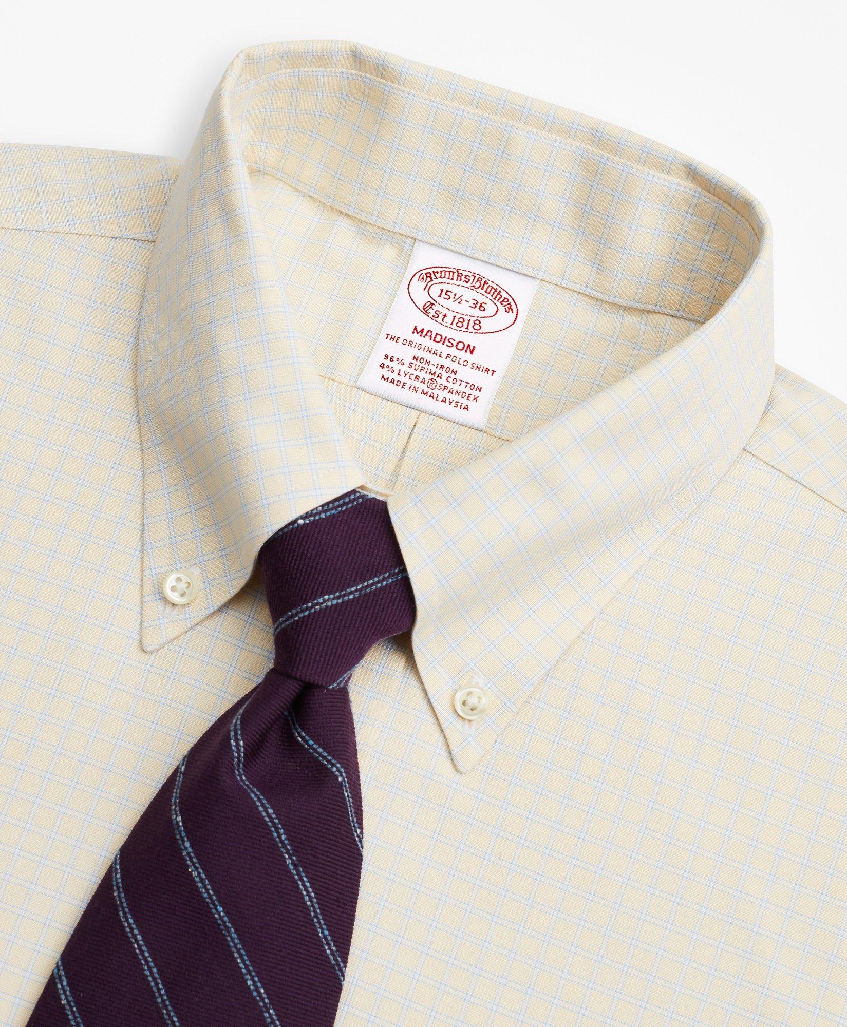 Stretch Madison Relaxed-Fit Dress Shirt, Non-Iron Check