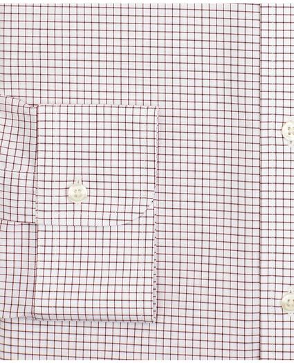 Stretch Milano Slim-Fit Dress Shirt, Non-Iron Poplin Button-Down Collar Small Grid Check