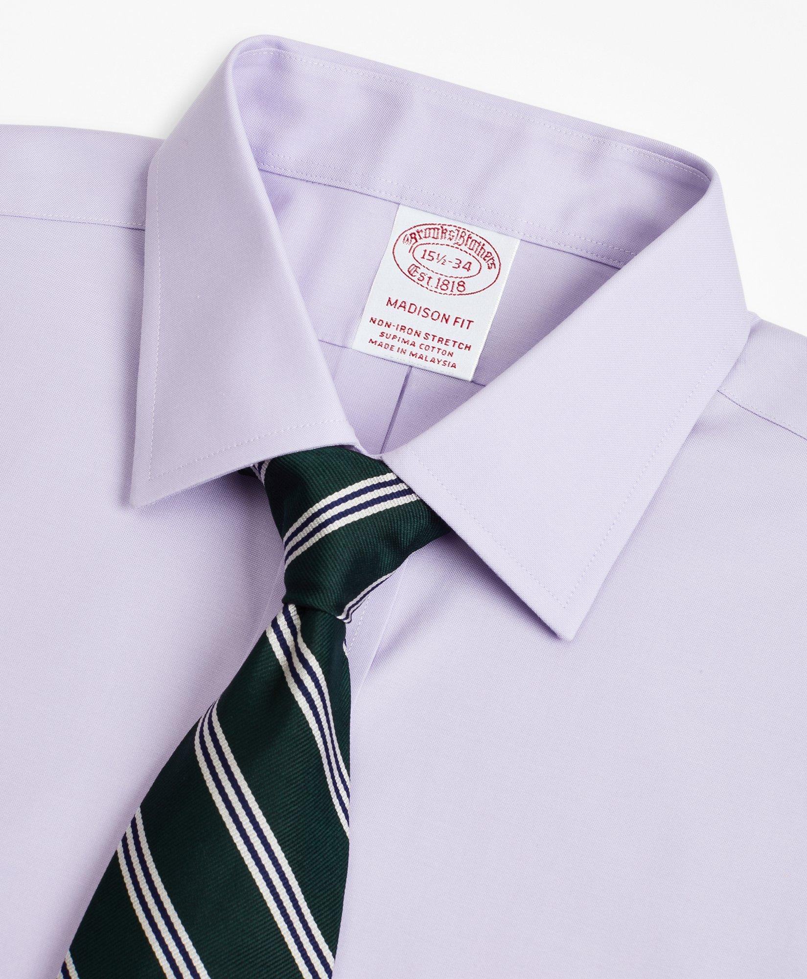 Stretch Madison Relaxed-Fit Dress Shirt, Non-Iron Pinpoint Ainsley Collar