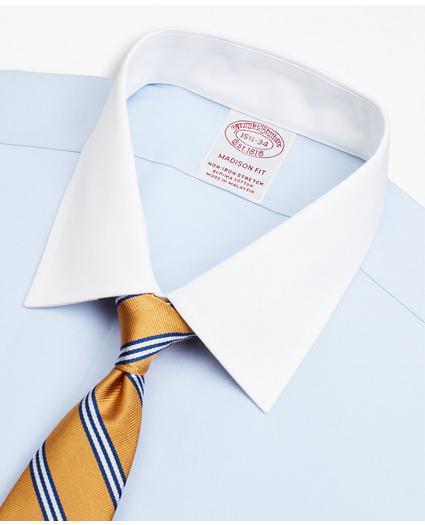 Stretch Madison Relaxed-Fit Dress Shirt, Non-Iron Pinpoint Contrast Ainsley Collar French Cuff