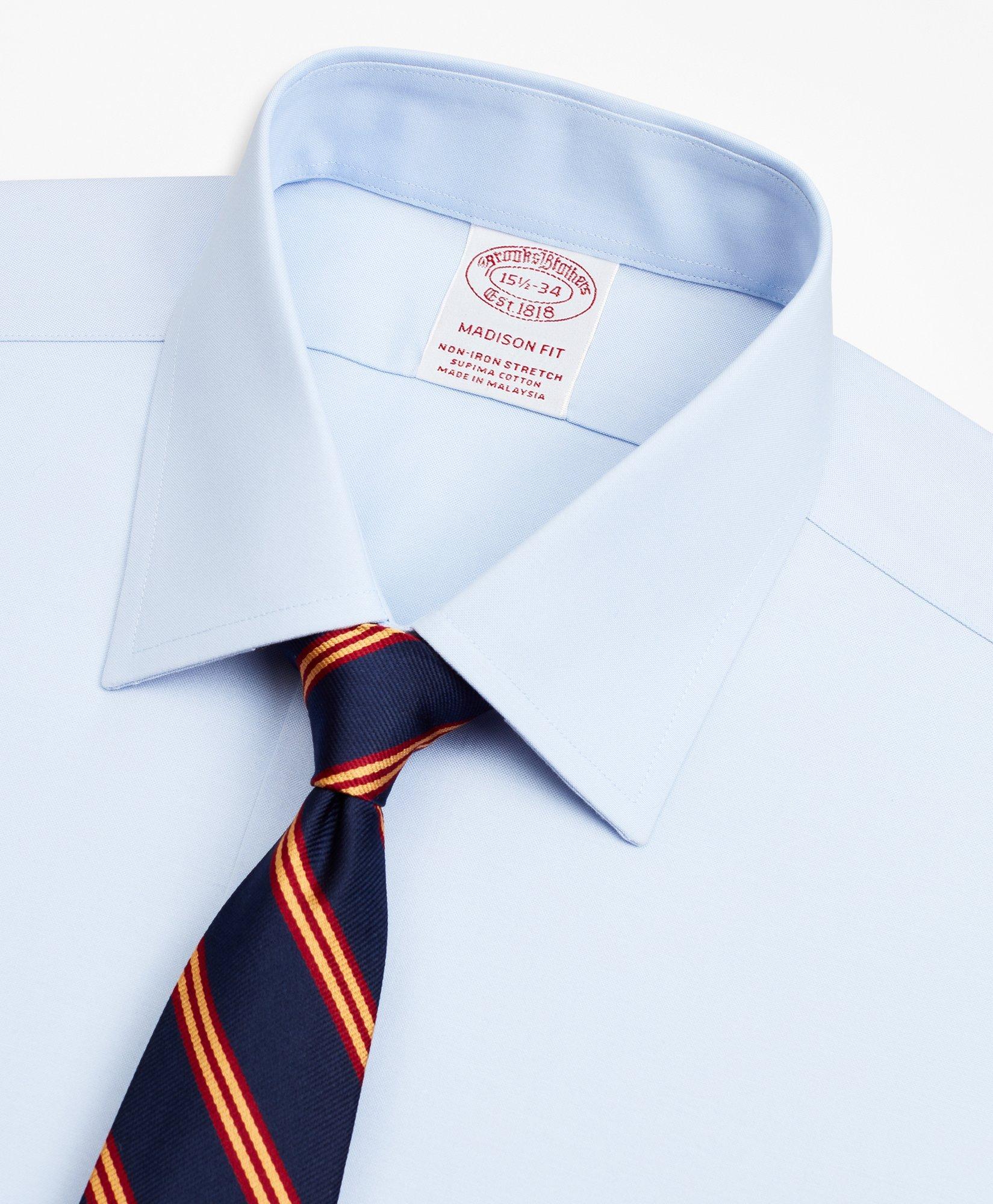 Stretch Madison Relaxed-Fit Dress Shirt, Non-Iron Pinpoint Ainsley Collar French Cuff