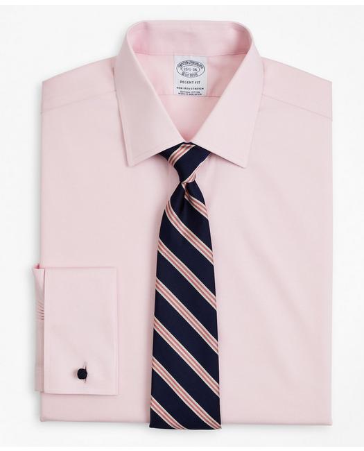 Brooks Brothers Stretch Regent Regular-fit Dress Shirt, Non-iron Pinpoint Ainsley Collar French Cuff Pinpoint | Pink