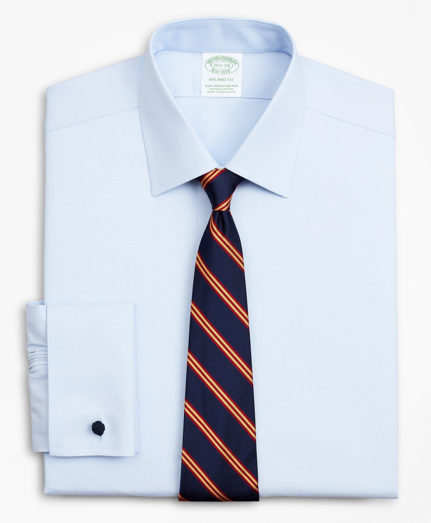 Brooks Brothers Stretch Milano Slim Fit Dress Shirt, Non-iron Pinpoint  Ainsley Collar French Cuff In Blue | ModeSens