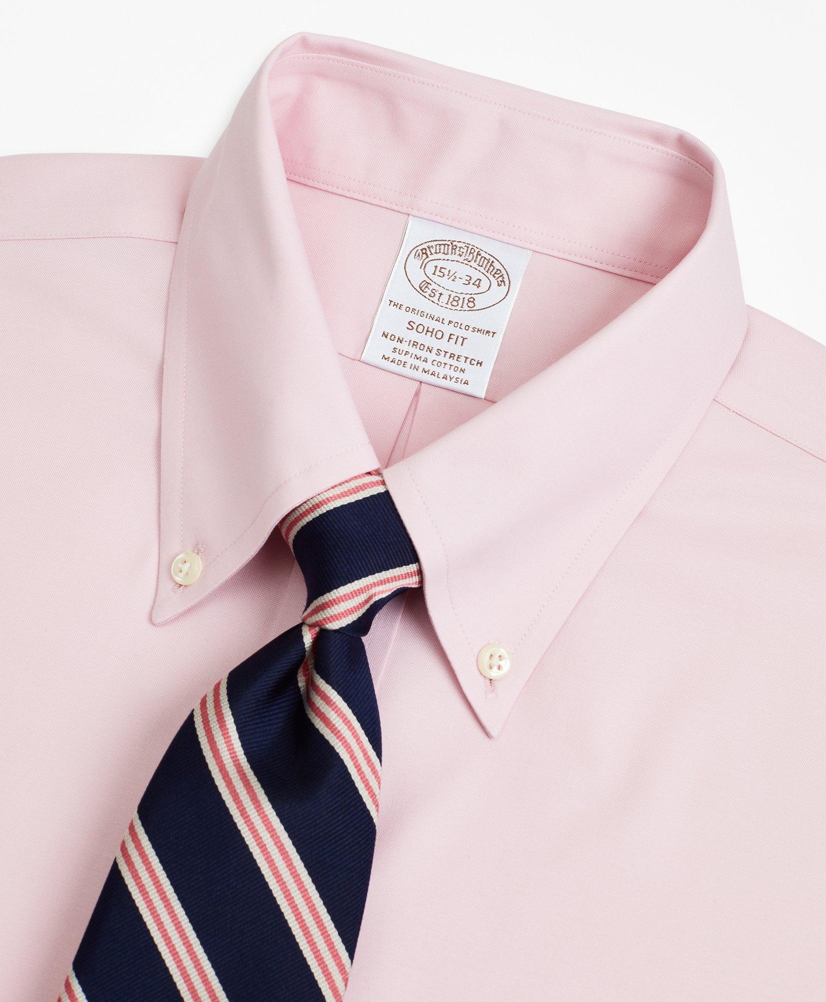 Stretch Soho Extra-Slim-Fit Dress Shirt, Non-Iron Pinpoint Button-Down Collar - Pink