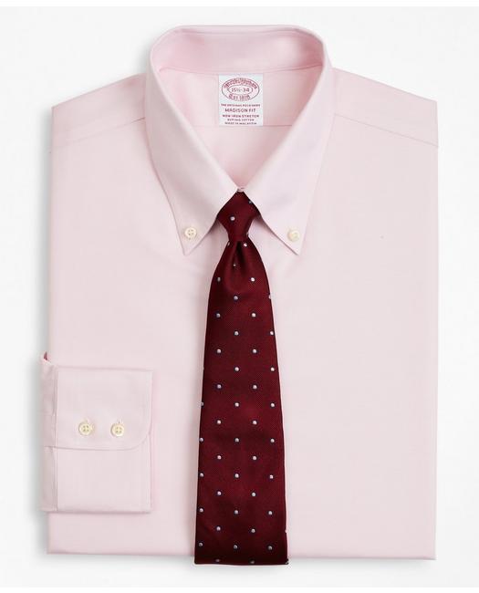 Brooks Brothers Stretch Madison Relaxed-fit Dress Shirt, Non-iron Twill Button-down Collar | Pink | Size 18½ 34