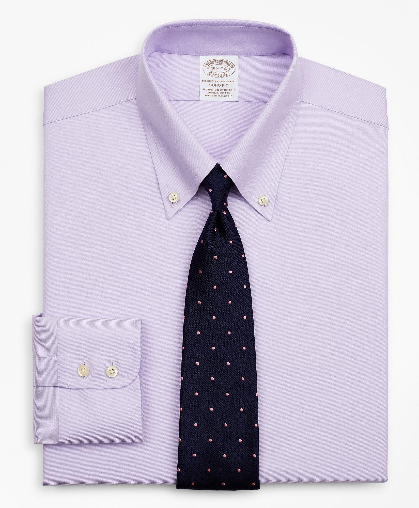 Stretch Soho Extra-Slim-Fit Dress Shirt, Non-Iron Twill Button-Down Collar - Lavender