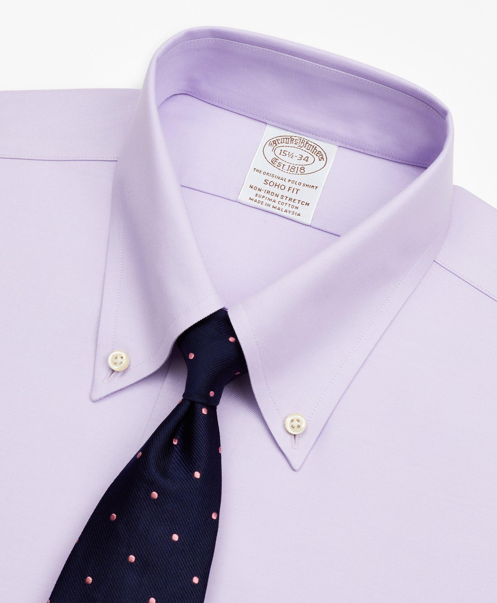 Stretch Soho Extra-Slim-Fit Dress Shirt, Non-Iron Twill Button-Down Collar - Lavender