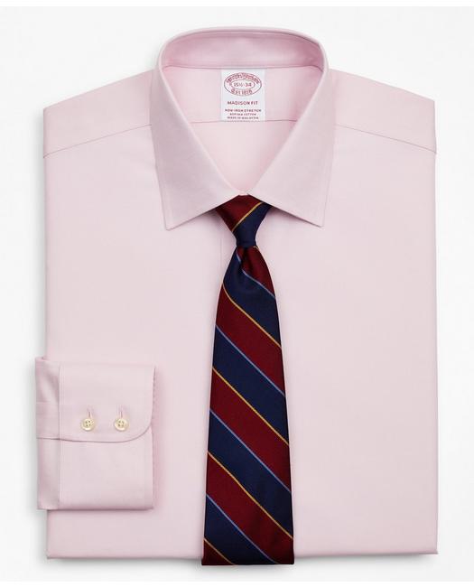 Brooks Brothers Stretch Madison Relaxed-fit Dress Shirt, Non-iron Royal Oxford Ainsley Collar | Pink | Size 15 35