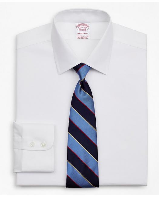 Brooks Brothers Stretch Madison Relaxed-fit Dress Shirt, Non-iron Royal Oxford Ainsley Collar | White | Size 15 32