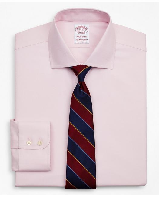 Brooks Brothers Stretch Madison Relaxed-fit Dress Shirt, Non-iron Royal Oxford English Collar | Pink | Size 16 36