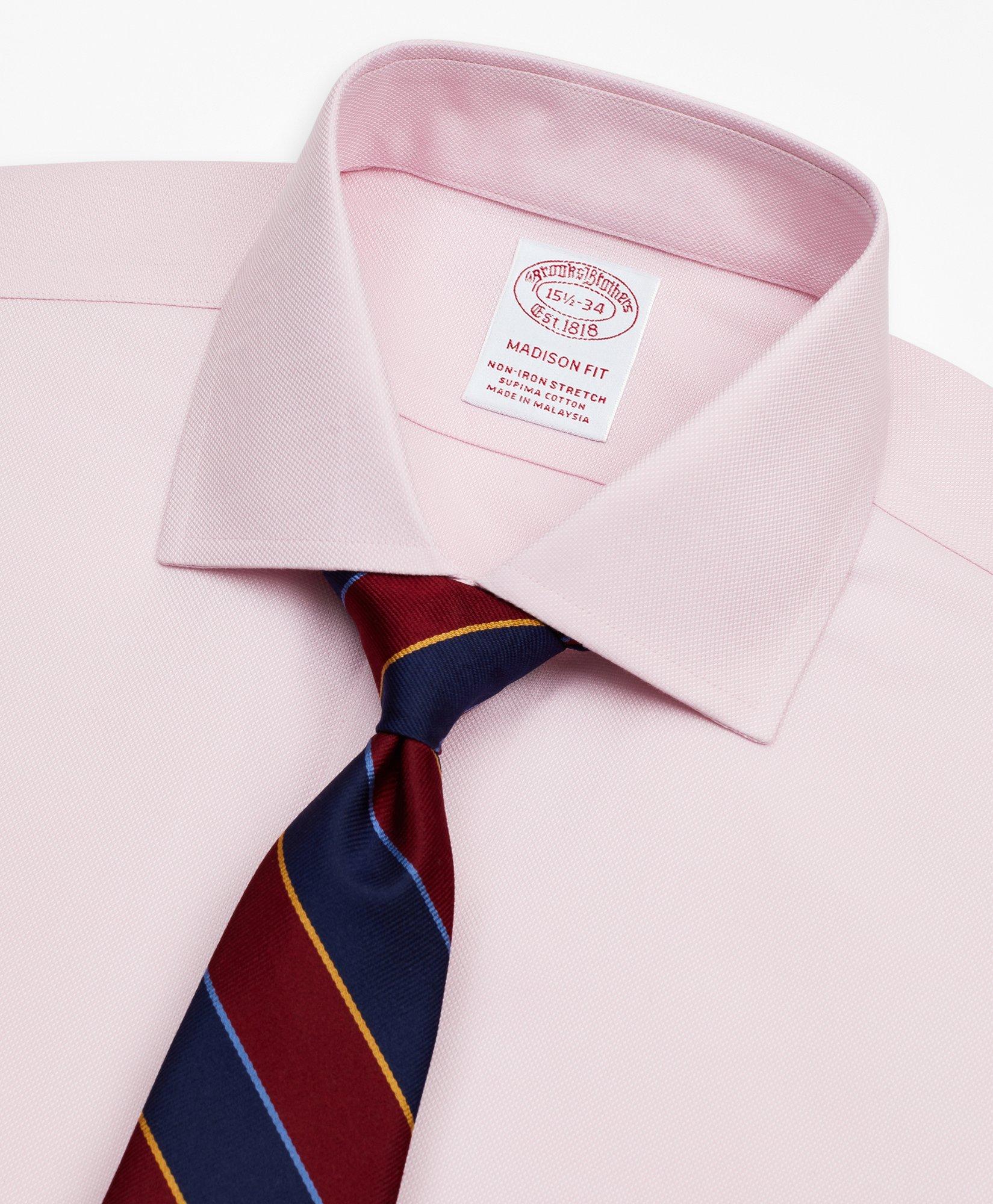 Stretch Madison Relaxed-Fit Dress Shirt, Non-Iron Royal Oxford English Collar