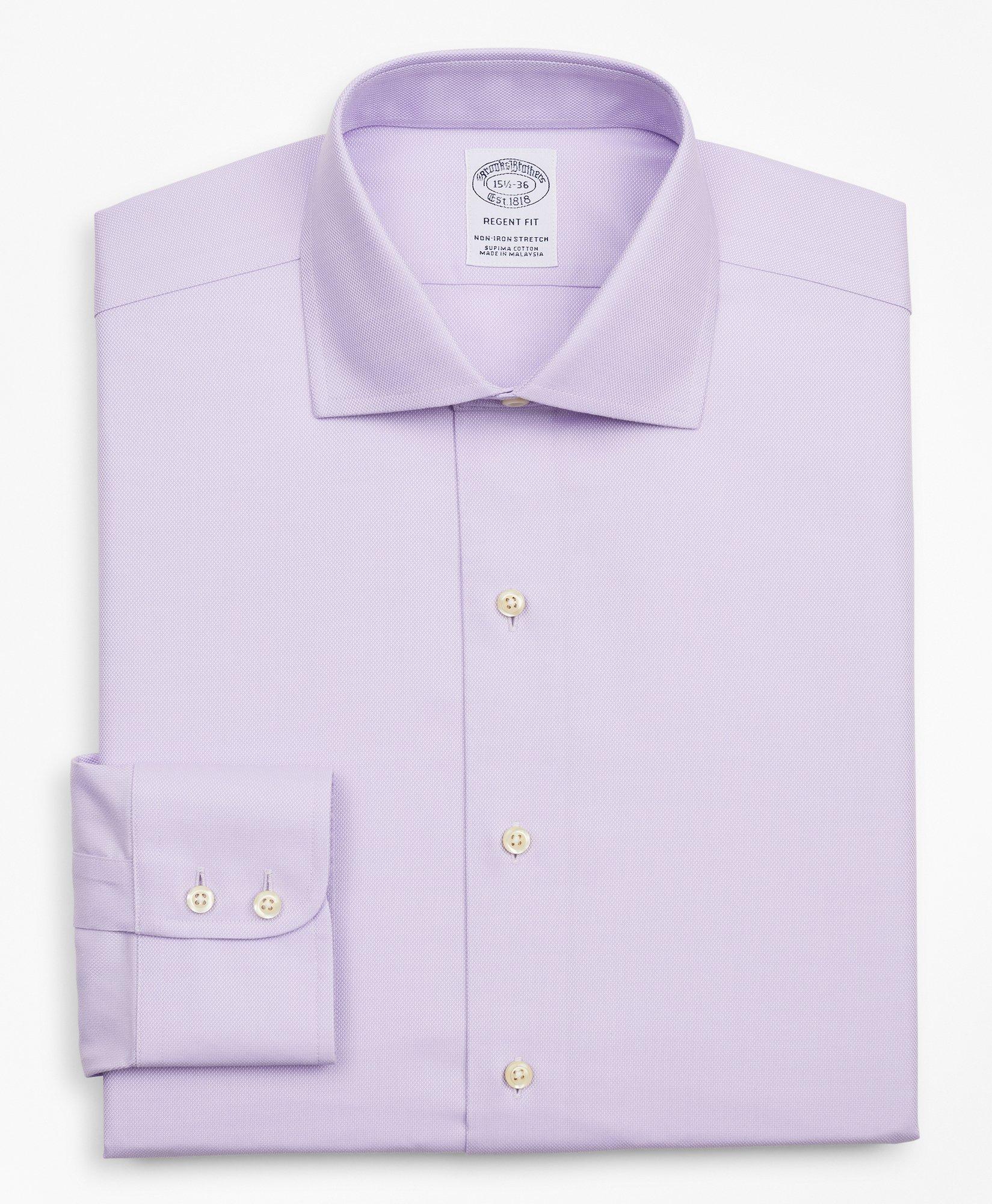 Brooks Brothers Stretch Regent Regular-fit Dress Shirt, Non-iron Royal Oxford English Collar | Lavender | Size 15½ 3