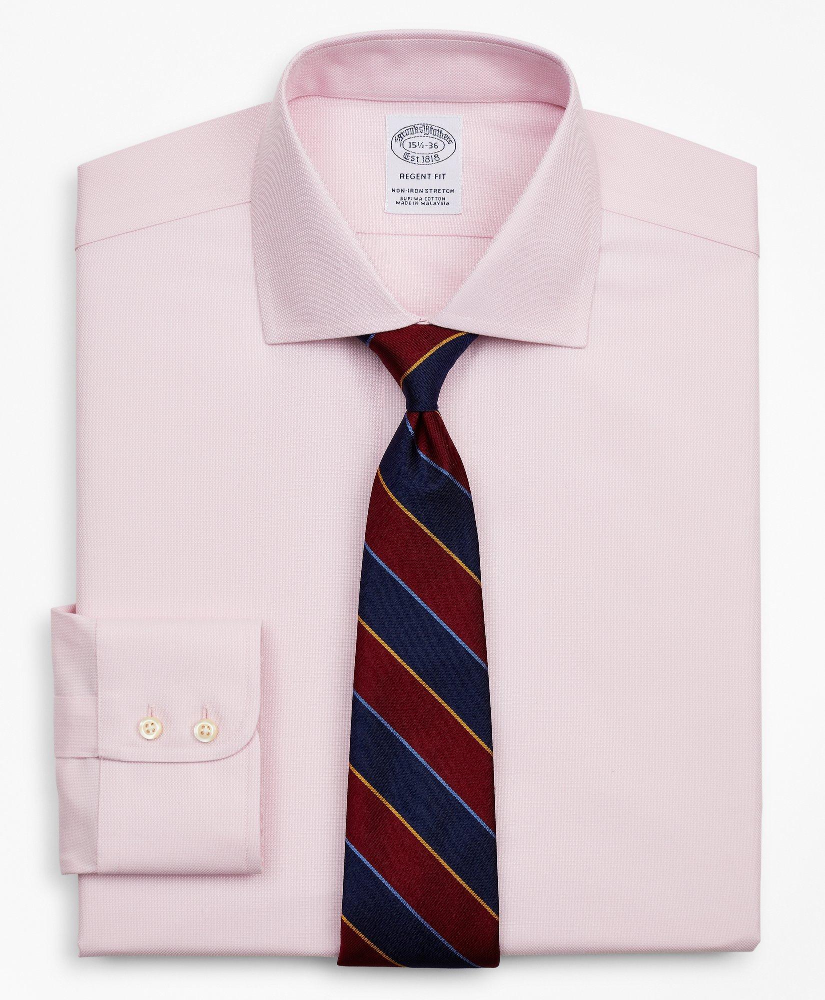 Brooks Brothers Stretch Regent Regular-fit Dress Shirt, Non-iron Royal Oxford English Collar | Pink | Size 17½ 38