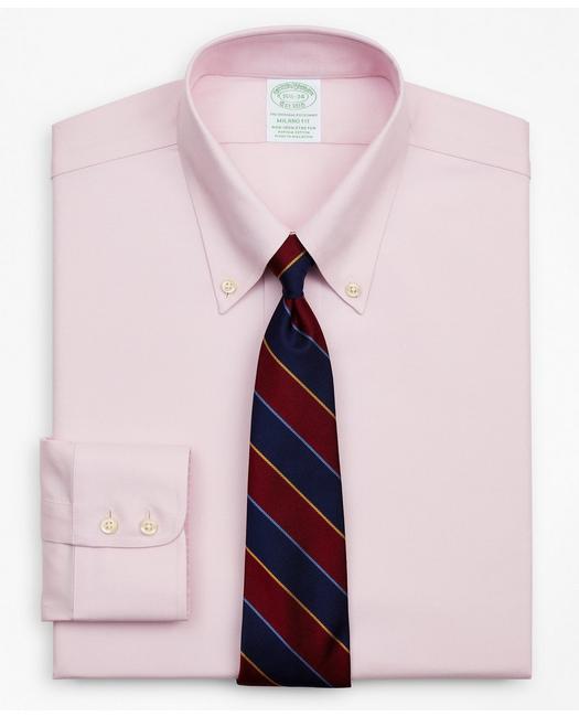 Brooks Brothers Stretch Milano Slim-fit Dress Shirt, Non-iron Royal Oxford Button-down Collar | Pink | Size 15 32