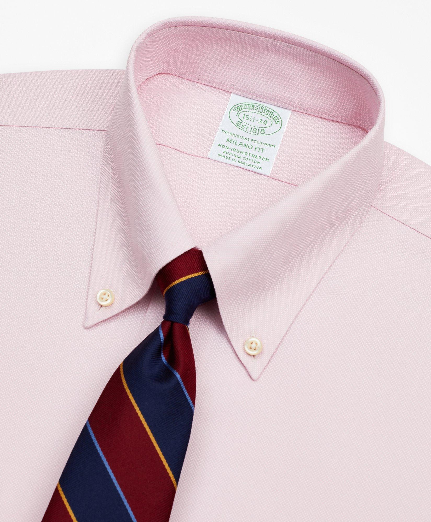 Stretch Milano Slim-Fit Dress Shirt, Non-Iron Royal Oxford Button-Down Collar