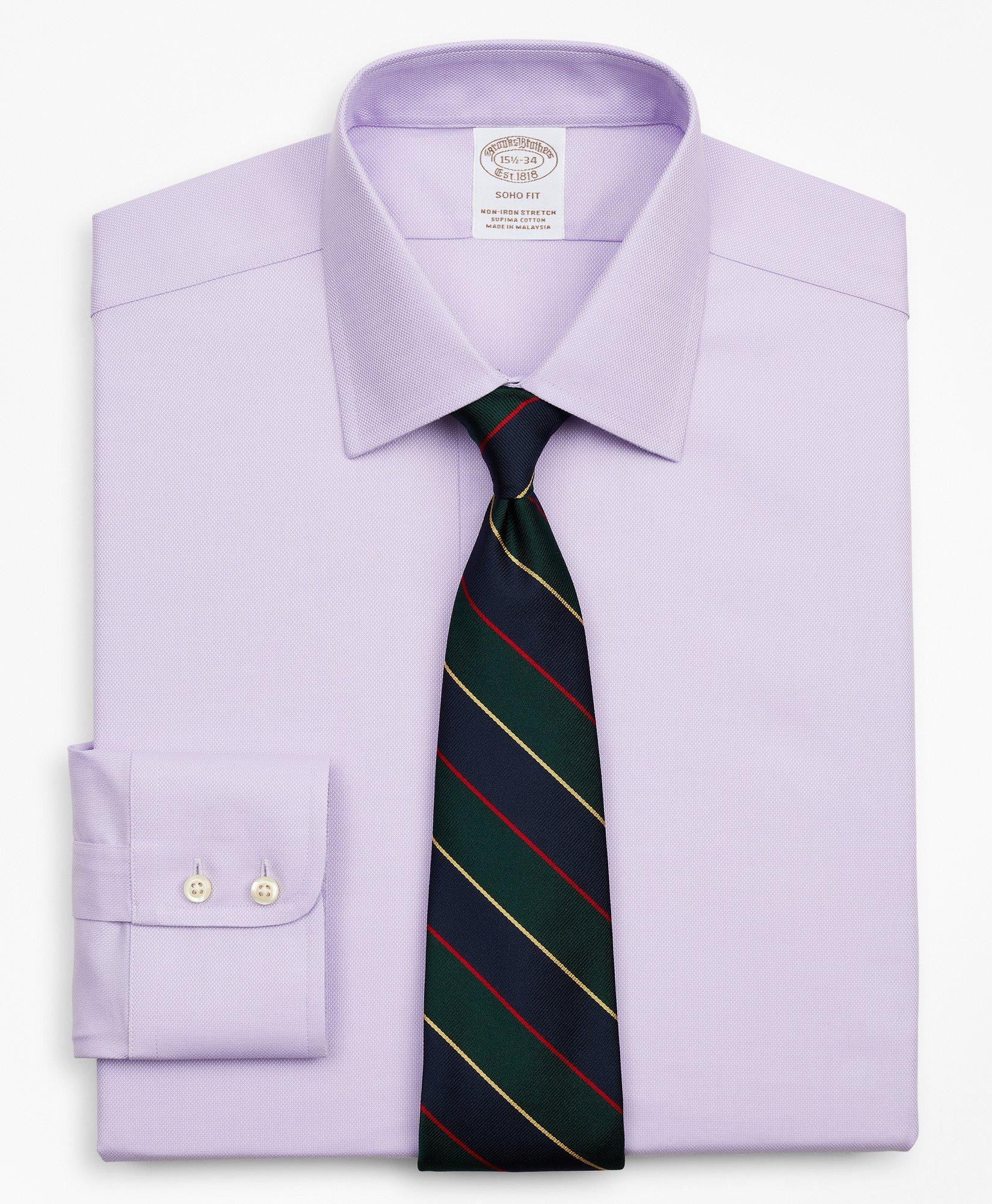 Brooks Brothers Stretch Soho Extra-slim-fit Dress Shirt, Non-iron Royal Oxford Ainsley Collar | Lavender | Size 16½