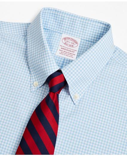 Stretch Madison Relaxed-Fit Dress Shirt, Non-Iron Poplin Button-Down Collar Gingham