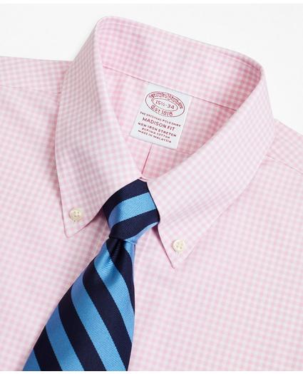 Stretch Madison Relaxed-Fit Dress Shirt, Non-Iron Poplin Button-Down Collar Gingham