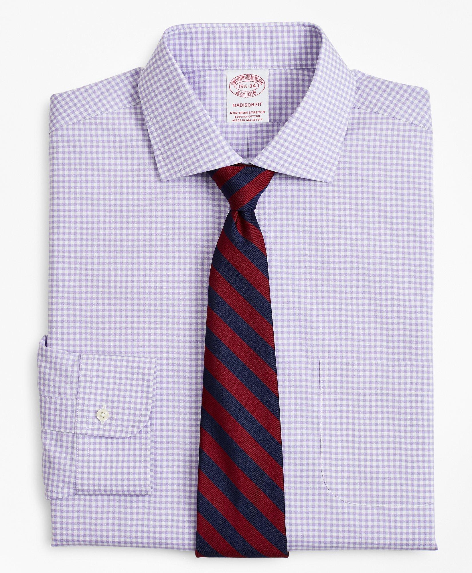 Purple gingham shirt tie best sale