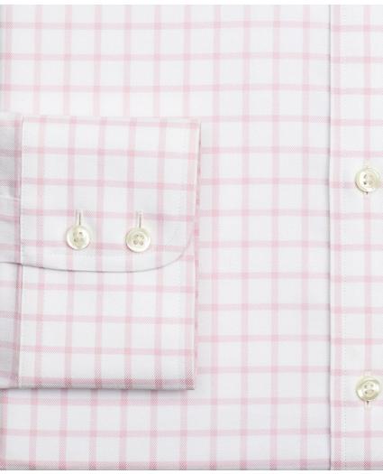 Stretch Madison Relaxed-Fit Dress Shirt, Non-Iron Twill English Collar Grid Check