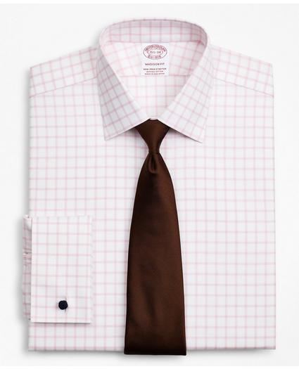 Stretch Madison Relaxed-Fit Dress Shirt, Non-Iron Twill Ainsley Collar French Cuff Grid Check
