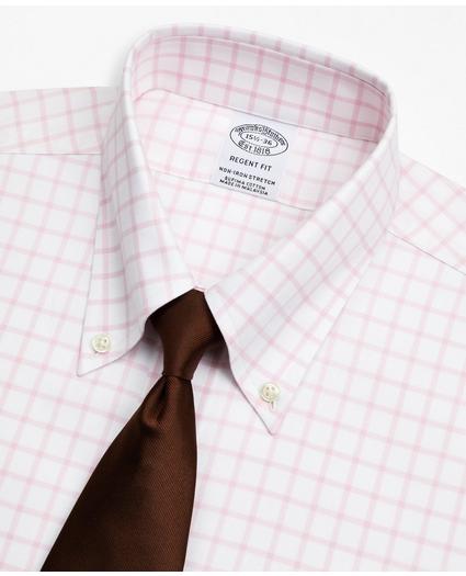 Stretch Regent Regular-Fit Dress Shirt, Non-Iron Twill Button-Down Collar Grid Check