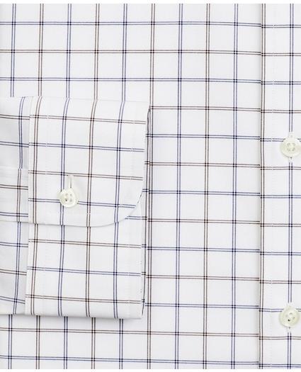 Stretch Milano Slim-Fit Dress Shirt, Non-Iron Poplin Ainsley Collar Double-Grid Check