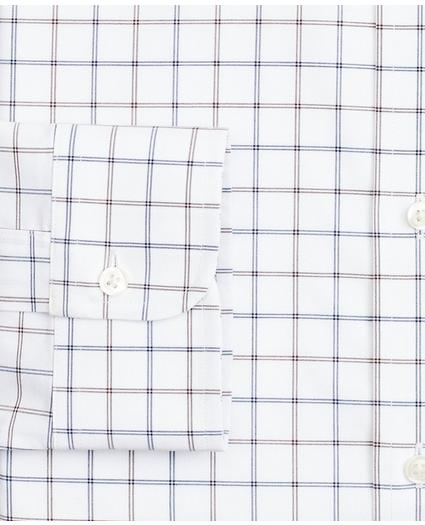 Stretch Milano Slim-Fit Dress Shirt, Non-Iron Poplin English Collar Double-Grid Check