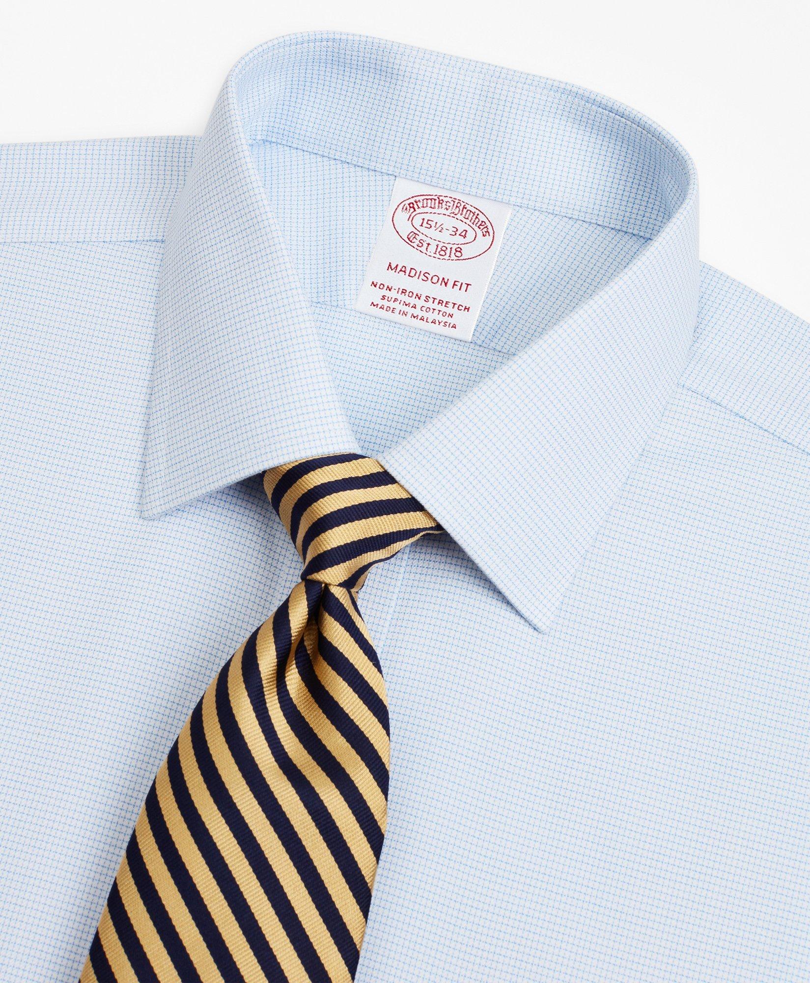 Stretch Madison Relaxed-Fit Dress Shirt, Non-Iron Twill Ainsley Collar Micro-Check