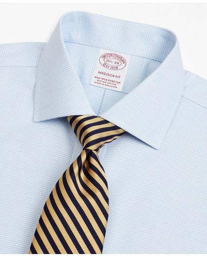 Stretch Madison Relaxed-Fit Dress Shirt, Non-Iron Twill English Collar Micro-Check