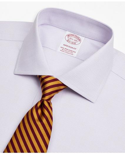 Stretch Madison Relaxed-Fit Dress Shirt, Non-Iron Twill English Collar French Cuff Micro-Check