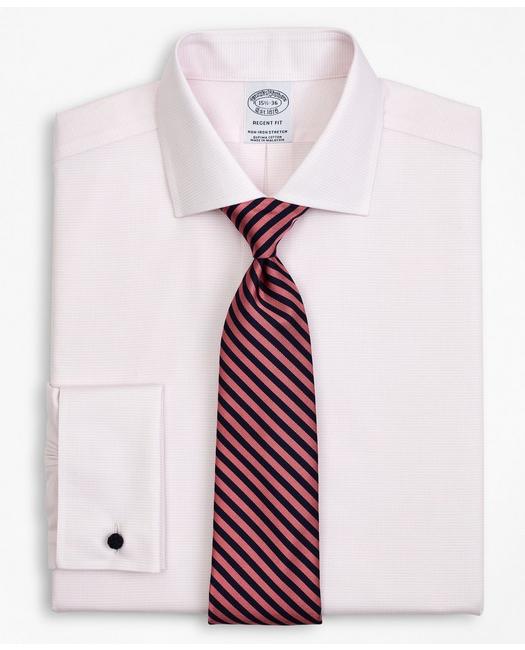 Brooks Brothers Stretch Regent Regular-fit Dress Shirt, Non-iron Twill English Collar French Cuff Micro-check | Pink